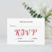 Red RSVP - Carte de réponse à la réception (Debout devant)