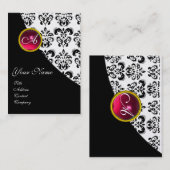 RED RUBY DAMASK MONOGRAM fuchsia gold Visitekaartje (Voorkant / Achterkant)