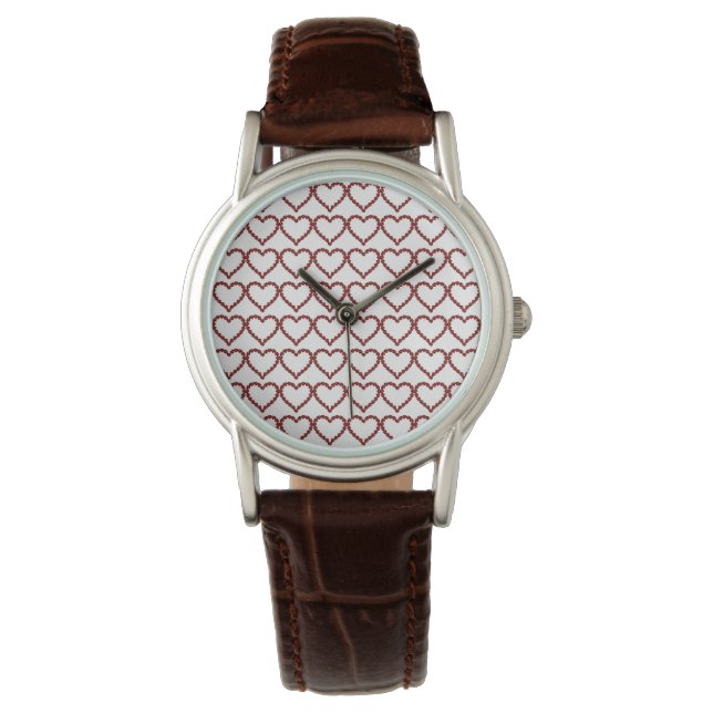Red Ruby Gemstone Heart Horloge (Voorkant)