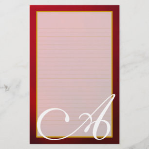 Red Ruby Monogram Fine Lined Stationery Briefpapier