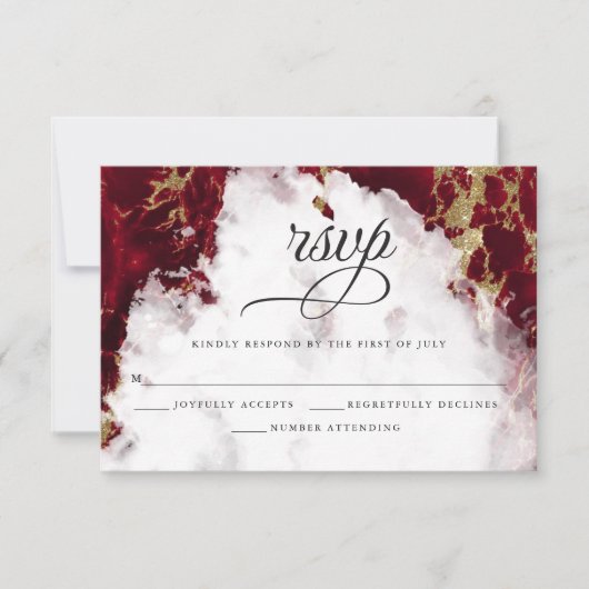 Red Ruby Waterverf Geode Barefoot Bride™ RSVP Kaartje (Voorkant)