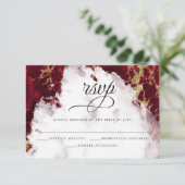 Red Ruby Waterverf Geode Barefoot Bride™ RSVP Kaartje (Staand voorkant)