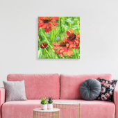 RED RUDBECKIA FLOWERS CANVAS AFDRUK (Insitu (Woonkamer))
