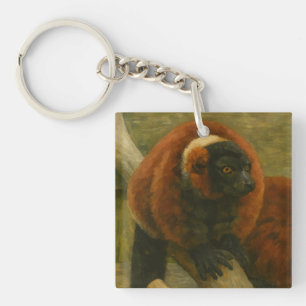 Red Ruffed Lemurs in Woodland Light Sleutelhanger