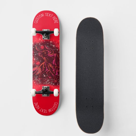 Red Running At Starry Night Text Skateboard (Recto)
