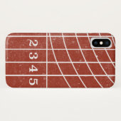 Red Running Track Distressed Style iPhone X Coque (Dos (Horizontal))