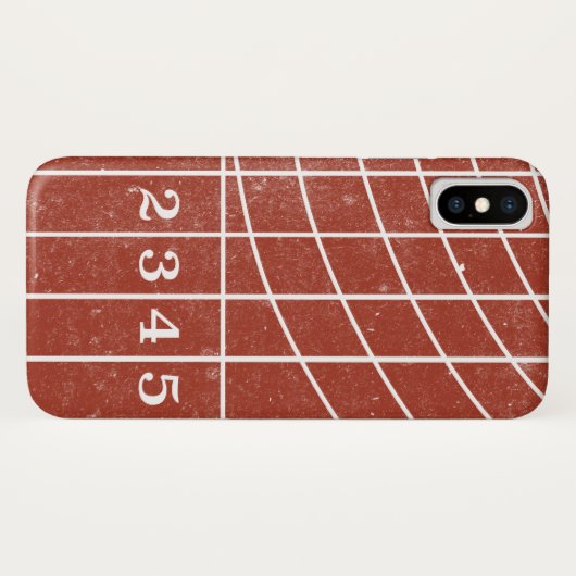 Red Running Track Distressed Style iPhone X Coque (Dos (Horizontal))