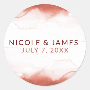 Red Rust Clay Waterverf Modern Chic Wedding Ronde Sticker