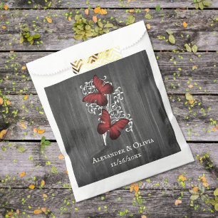 Red Rustic Butterfly Wedding Favoriser les sacs