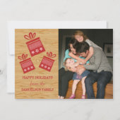Red Rustic Cadeaus Holiday Photo Flat Kaart (Voorkant)