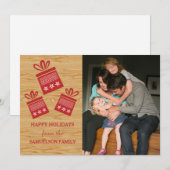 Red Rustic Cadeaus Holiday Photo Flat Kaart (Voorkant / Achterkant)