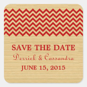 Red Rustic Chevron Enregistrer les stickers Date