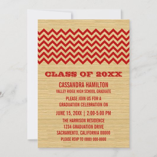 Red Rustic Chevron Invitation (Devant)