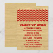 Red Rustic Chevron Invitation (Devant / Derrière)