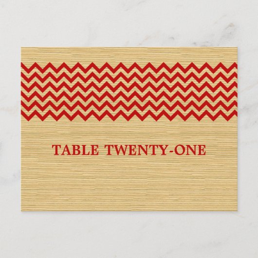 Red Rustic Chevron Numéro de table Carte postale (Devant)