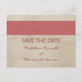 Red Rustic Damask sparen het Briefkaart van de Dat (Voorkant)