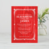Red Rustic Grange Bois Invitations de mariage (Debout devant)
