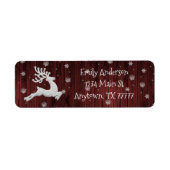 Red Rustic kerstrendieradreslabel Etiket (Voorkant)