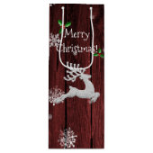 Red Rustic kerstrenrennen Wine Gift Bag Wijn Cadeautas (Voorkant)