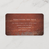 Red Rustic Rust Metallic Texture Monogram Initial Visitekaartje (Achterkant)