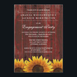 Red Rustic Sunflower Engagement Invitations<br><div class="desc">Red Rustic Sunflower Engagement Party Invitations - présente un arrière - plan rustique en bois de grange rouge avec des tournesols de campagne au fond.</div>
