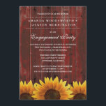 Red Rustic Sunflower Engagement Invitations<br><div class="desc">Red Rustic Sunflower Engagement Party Invitations - présente un arrière - plan rustique en bois de grange rouge avec des tournesols de campagne au fond.</div>