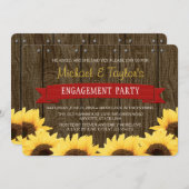 RED RUSTIC SUNFLOWER ENGAGTY KAART (Voorkant / Achterkant)