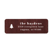 Red Rustic Tree Woodgrain Return Address Label (Voorkant)