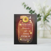 Red Rustic Whimsical Mason Jar Bewaar de datum Aankondigingskaart (Staand voorkant)