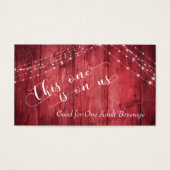 Red Rustic Wood & Strings of Lights, Drink Tickets Visitekaartjes (Voorkant)