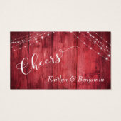 Red Rustic Wood & Strings of Lights, Drink Tickets Visitekaartjes (Achterkant)