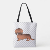 Red Sable Long Hair Dachshund Cartoon Dog & Paws Draagtas (Achterkant)