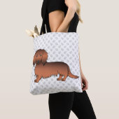 Red Sable Long Hair Dachshund Cartoon Dog & Paws Draagtas (Dichtbij)