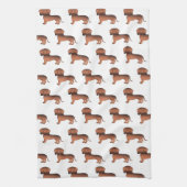Red Sable Smooth Coat Dachshund Cute Dog Patroon Theedoek (Verticaal)