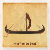 Red Sail Vikingschip Glazen Onderzetter (Voorkant)