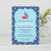 Red Sailboat Nautique invitation à la douche bébé (Debout devant)