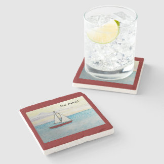 Red Sailboat- Sail Away Stone Coaster Stenen Onderzetter
