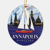 Red Sailboot Annapolis MD Kustal Keramisch Ornament (Links)