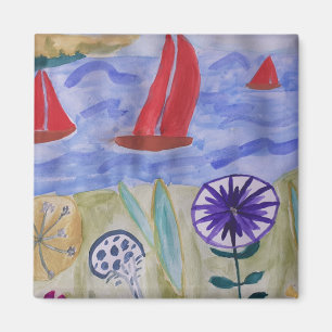 Red Sails & Flowers Magnet Magneet