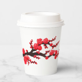 Red Sakura Blossom schilderij van Sara Motolanez Papieren Bekers
