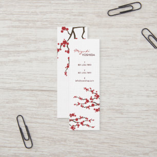 Red Sakura Cherry Blossom Asian Zen Profile Card Mini Visitekaartje