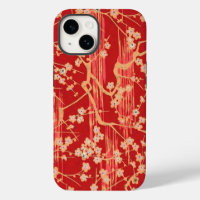 RED SAKURA FLOWERS Antiek Japans Floral Pattern