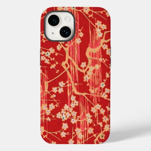 RED SAKURA FLOWERS Antiek Japans Floral Pattern Case-Mate iPhone Case (Achterkant)