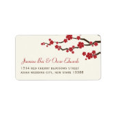 Red Sakura Flowers Cherry Blossom Asian Wedding Etiket (Voorkant)