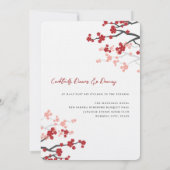 Red Sakura Flowers Cherry Blossom Asian Wedding Kaart (Achterkant)