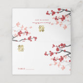 Red Sakura Golden Double Happiness Chinese Wedding (Buitenkant ongevouwen)