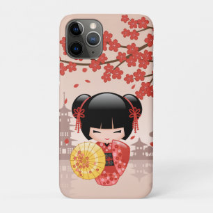 Red Sakura Kokeshi Doll - Japanse Geisha iPhone 11 Pro Hoesje