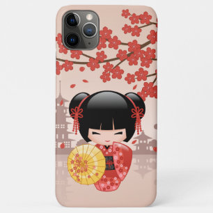 Red Sakura Kokeshi Doll - Japanse Geisha iPhone 11 Pro Max Hoesje
