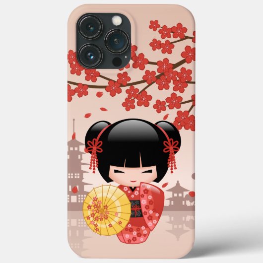 Red Sakura Kokeshi Doll - Japanse Geisha Case-Mate iPhone Case (Achterkant)
