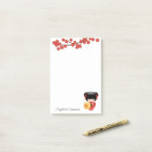 Red Sakura Kokeshi Doll - Japanse Geisha Post-it® Notes (Op bureau)